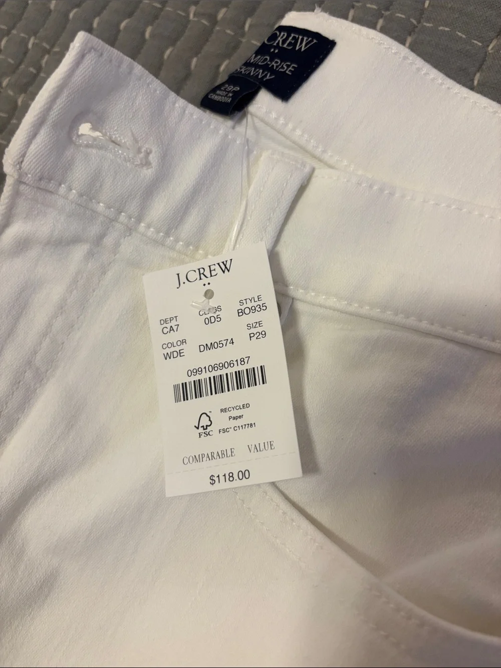 JCrew mid rise skinny white Jeans